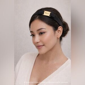 Salvatore Ferragamo Black Grosgrain Headband with Gold Logo